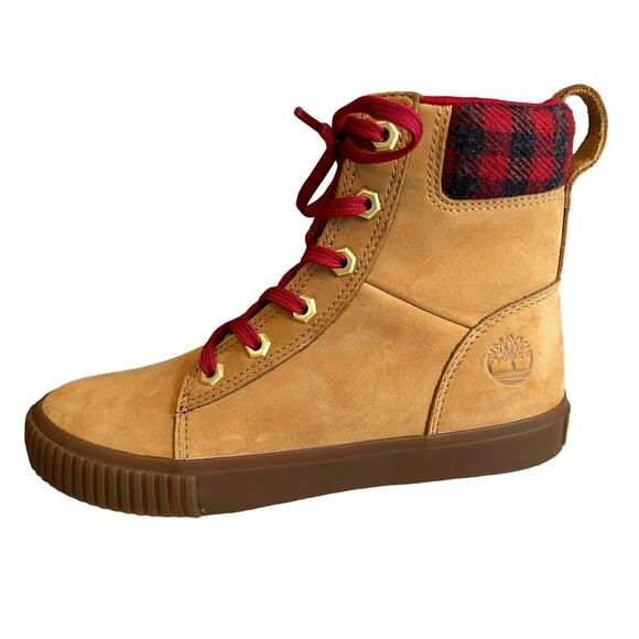 Timberland Skyla Bay 6 Inch Boot Buffalo Plaid Trim 6.5 - Picture 1 of 8